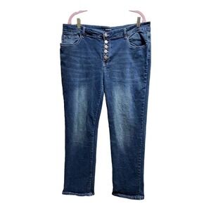 Straight cut Flamingo jeans, button up front XXXL cotton polyester rayon Yocell￼